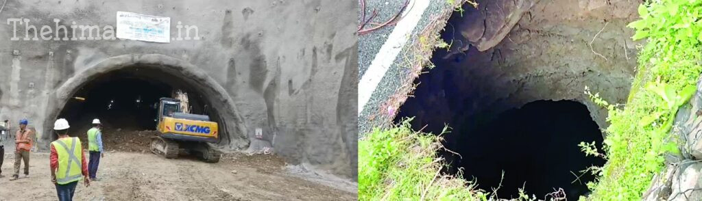 FourLane Tunnel के ऊपर बनी सडक़ पर 15 फुट चौड़ा गड्ढा, डयोग सुरंग को खतरा