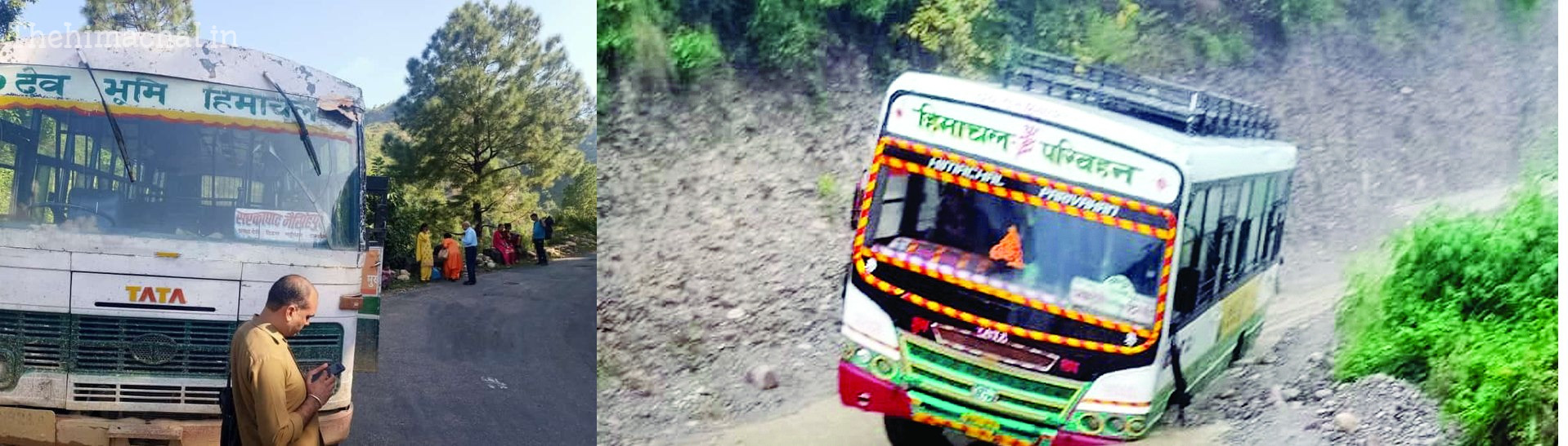 पास देने के चक्कर में दलदल में फंसी HRTC की 2 बसें