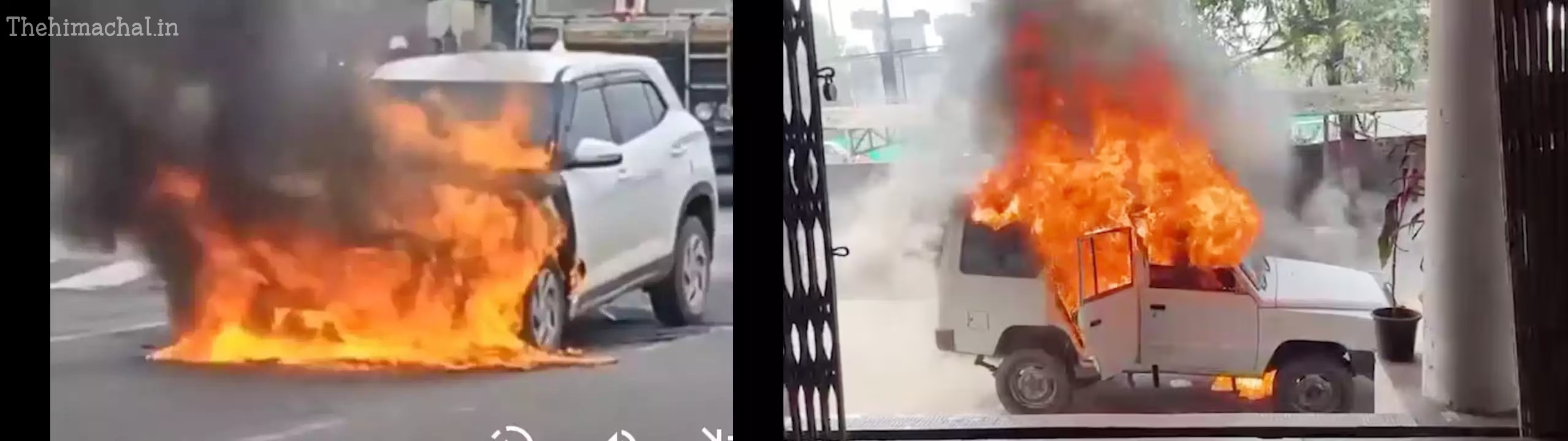 SDM ऑफिस के बाहर धू-धू कर जली क्रेटा, सोलन में बुलेट में लगी आग