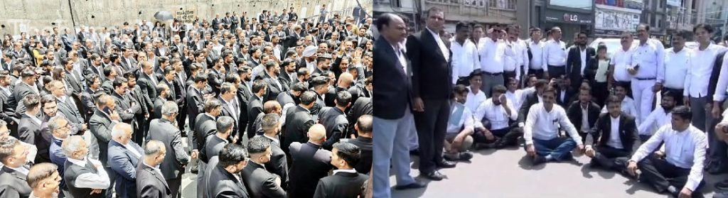 lawyers-protest-outside-chhota-shimla-police-station-raise-slogans